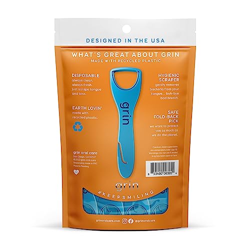 Grin Disposable Tongue Cleaners, 32 Count