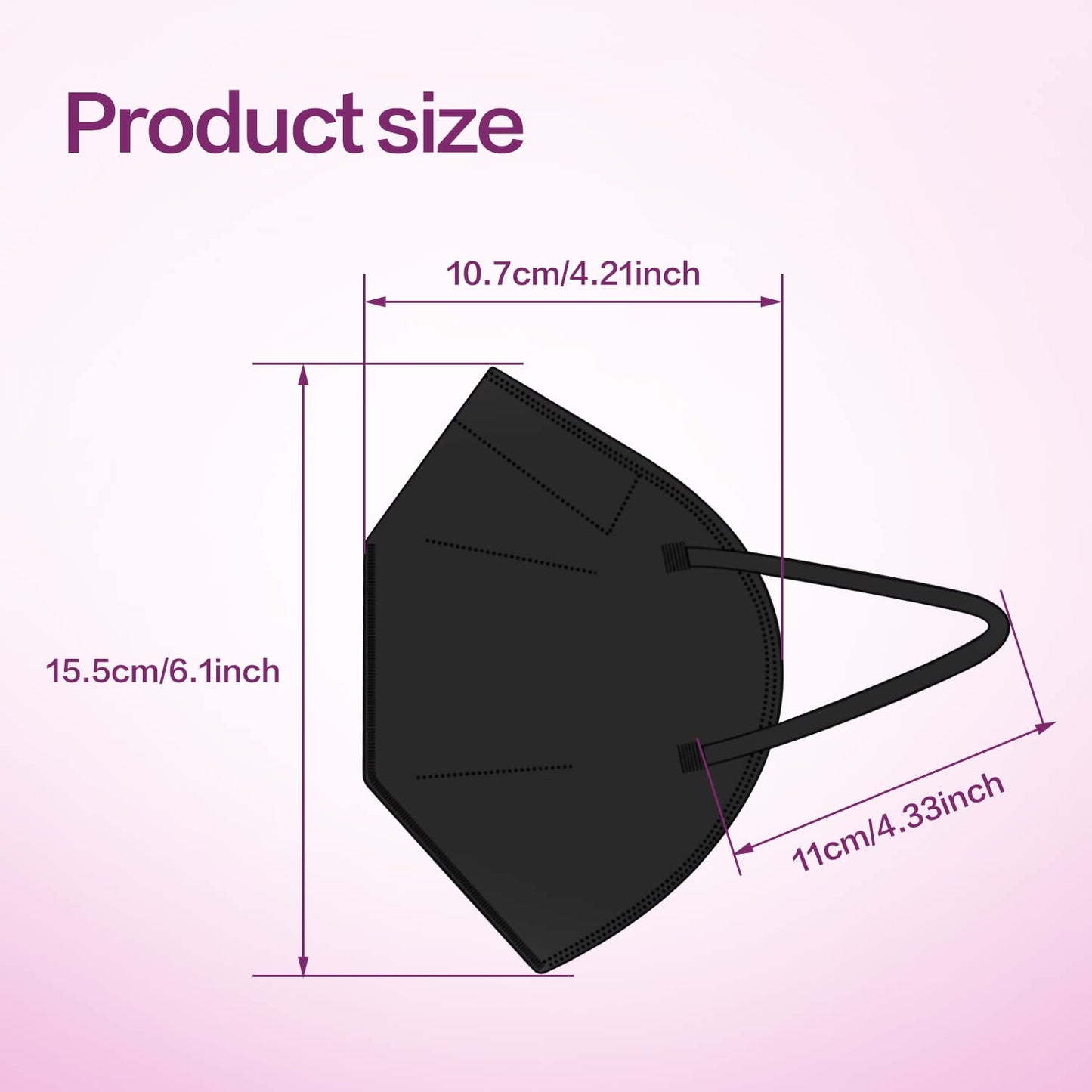 Miuphro KN95 Face Masks, 50 Pack Disposable 5-Layer – Black