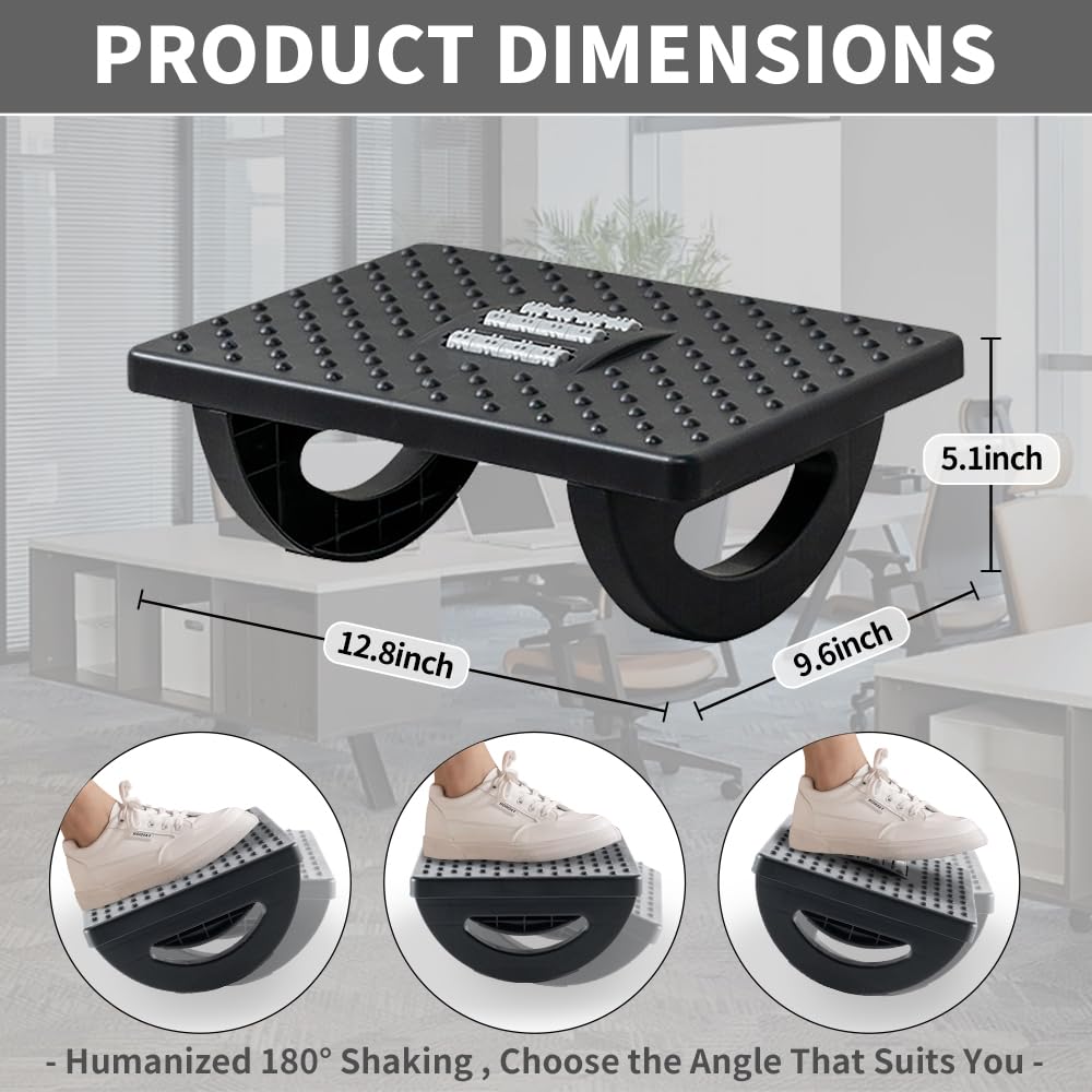 CasaZenith Rocking Under Desk Foot Rest with Roller Massager