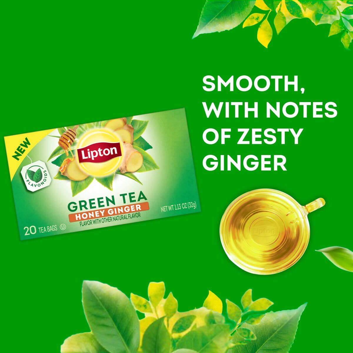 Lipton Honey Ginger Green Tea Bags, 120 Count
