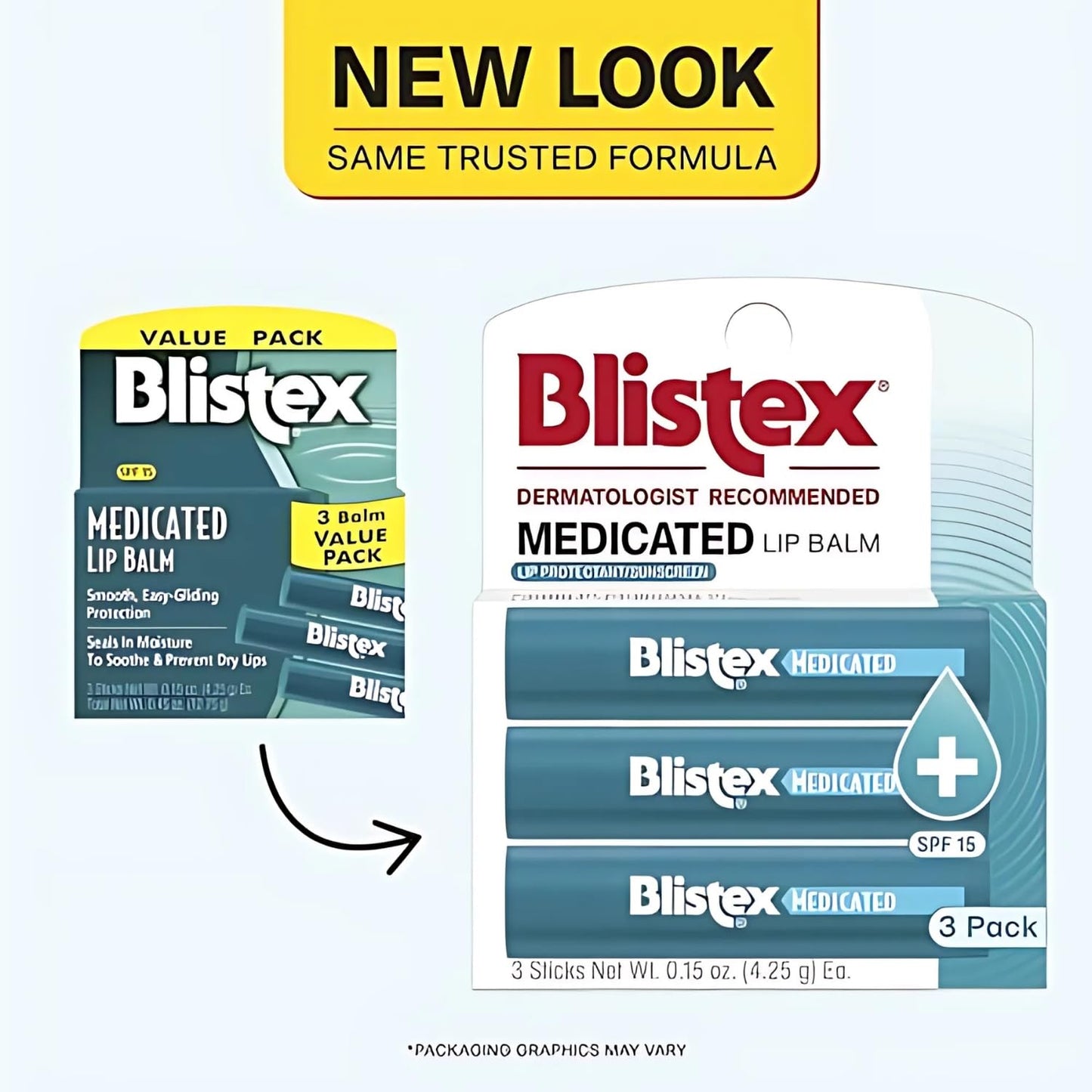Blistex Medicated Lip Balm, SPF 15, 3 Count