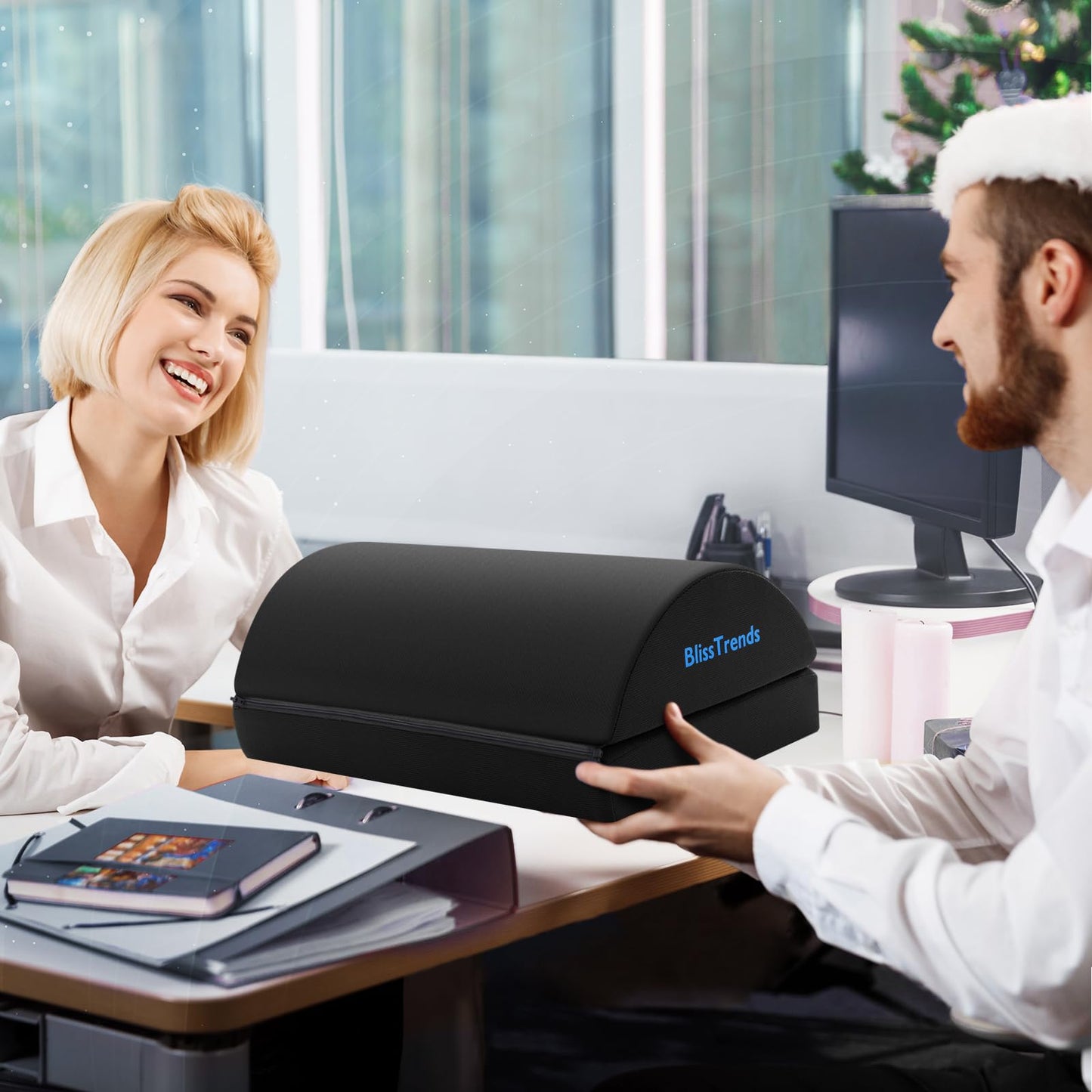 BlissTrends Adjustable Under Desk Footrest – Black