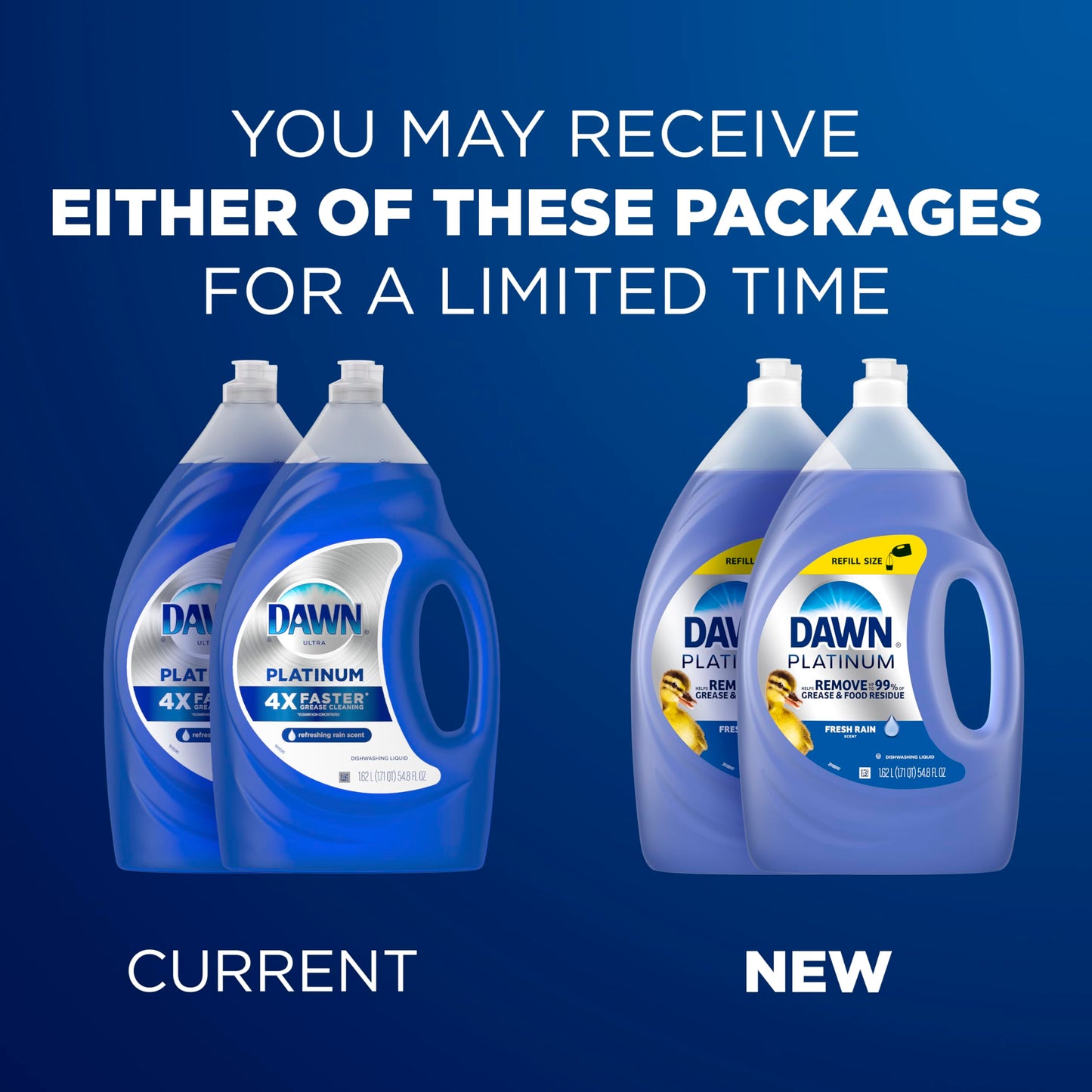 Dawn Platinum Dish Soap, Fresh Rain, 54.8 oz, 2 Pack