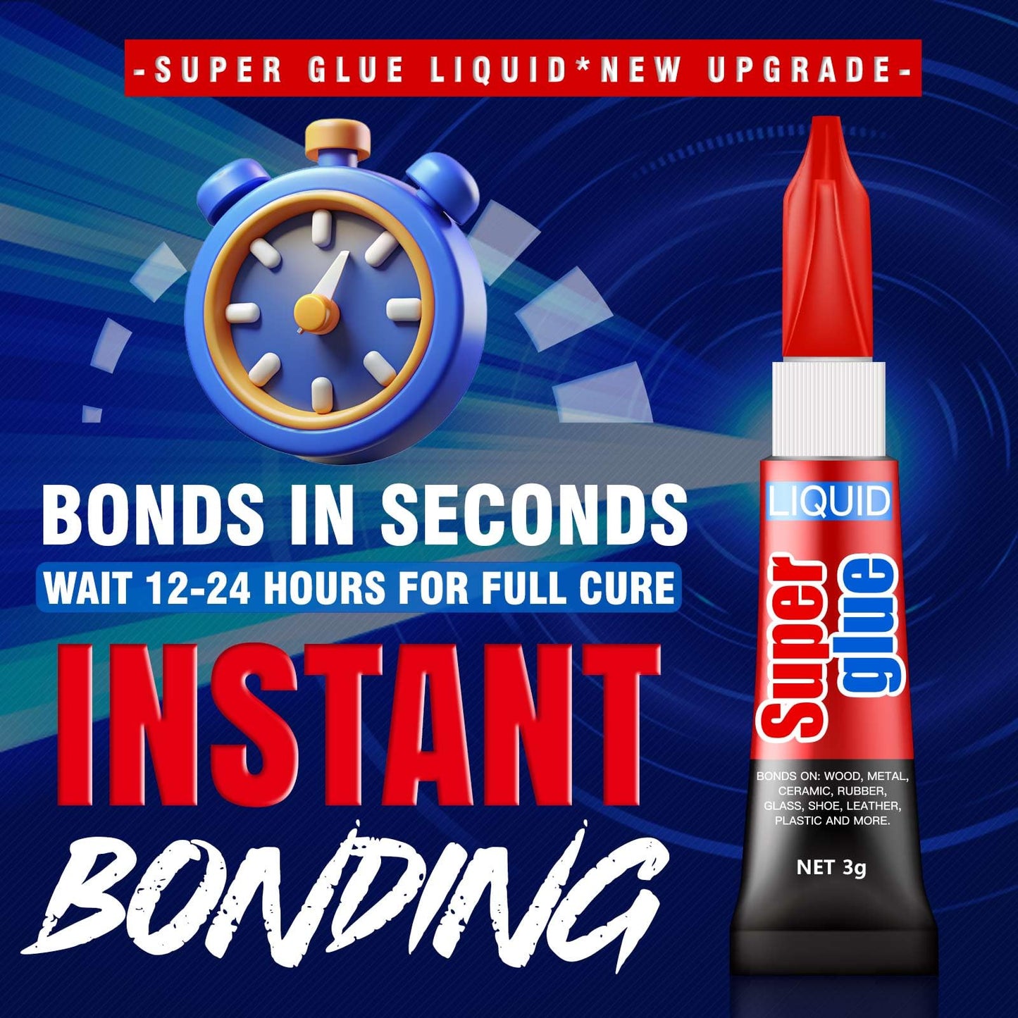 Super Glue Liquid 3g (12 Pack) – Fast Dry, Strong Adhesive for Crafts & Repairs