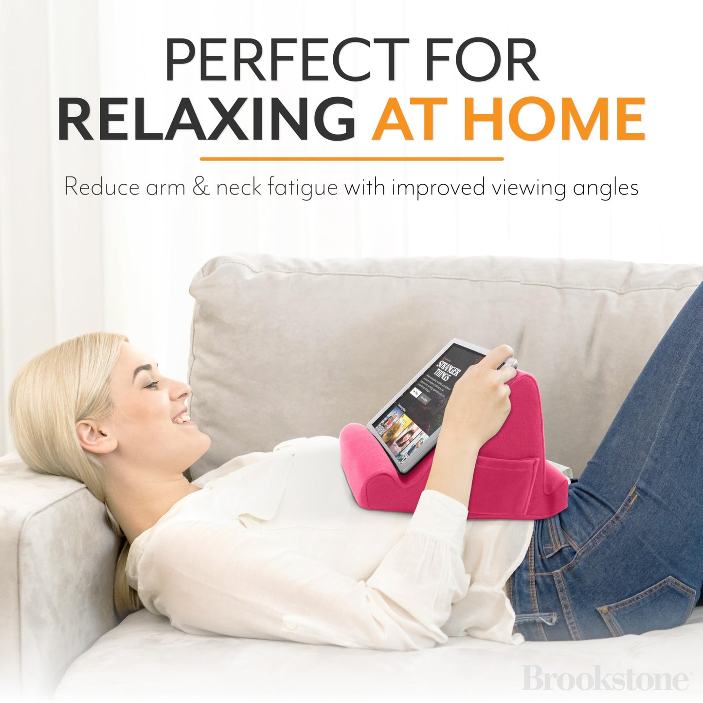 Brookstone Memory Foam Lap Desk Tablet Holder – Pink