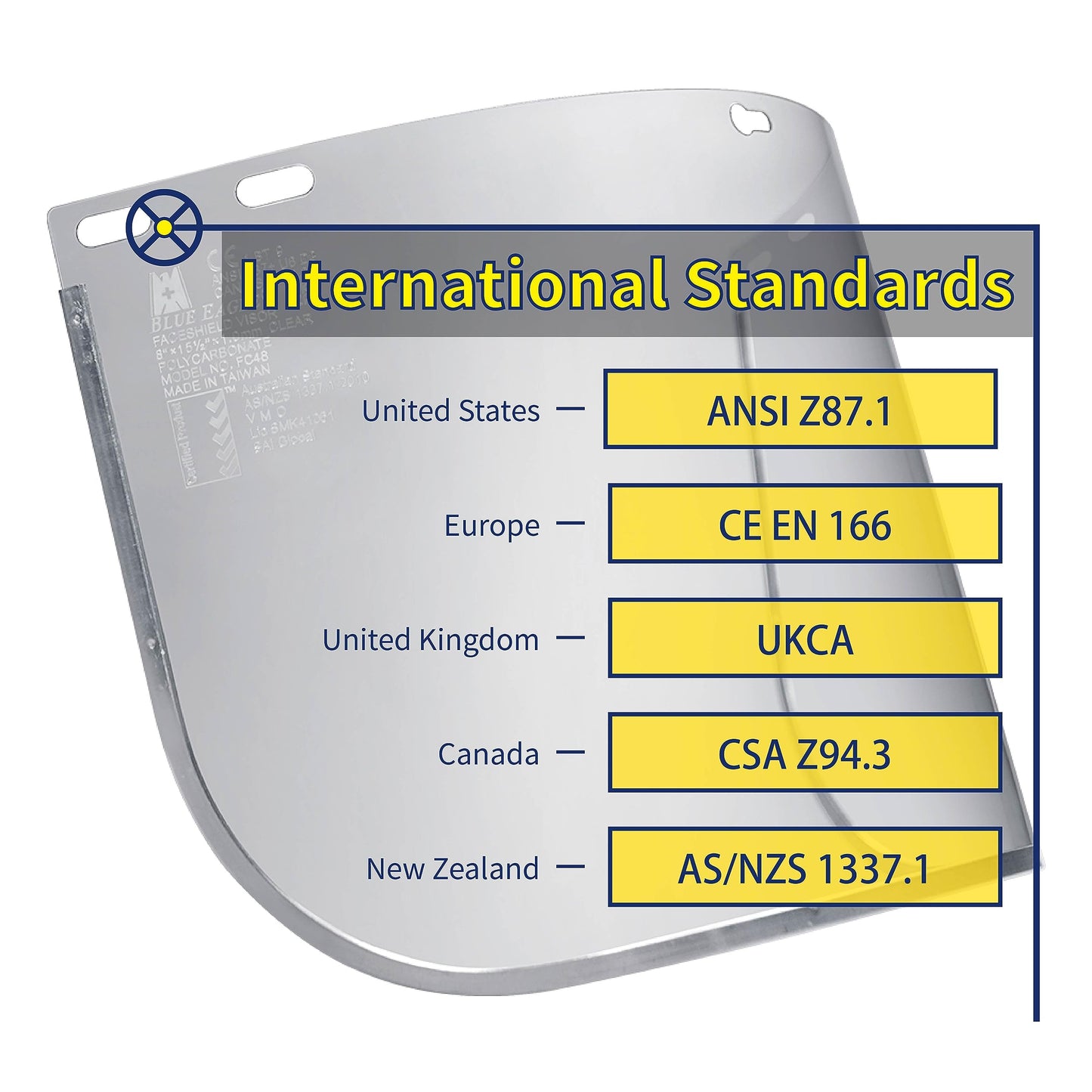 Blue Eagle Full Face Safety Shield + Replacement Visor – Clear