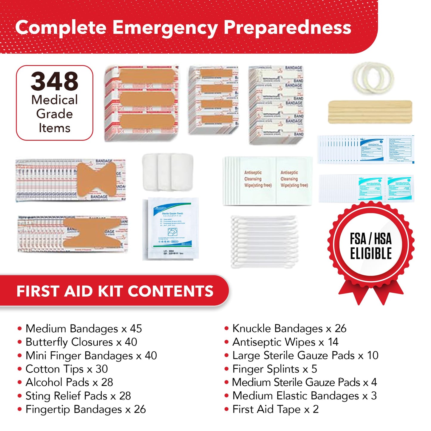 Swiss Safe 2-in-1 First Aid Kit with Bonus Mini Kit – 348 Pcs