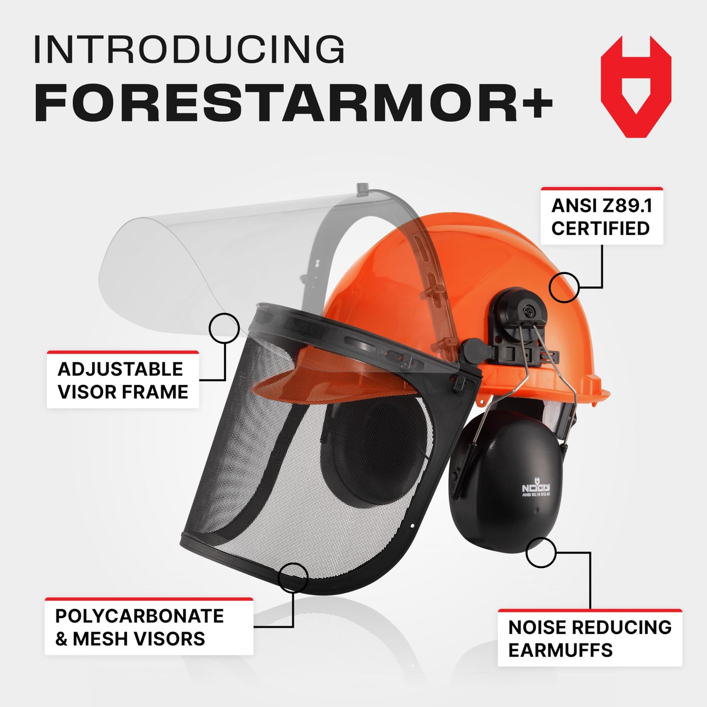 NoCry 6-in-1 Chainsaw Helmet with Face Shield & Ear Muffs – ANSI Certified