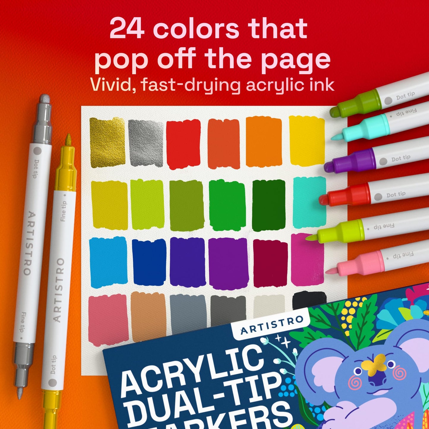ARTISTRO 24 Acrylic Paint Markers Dual Tip
