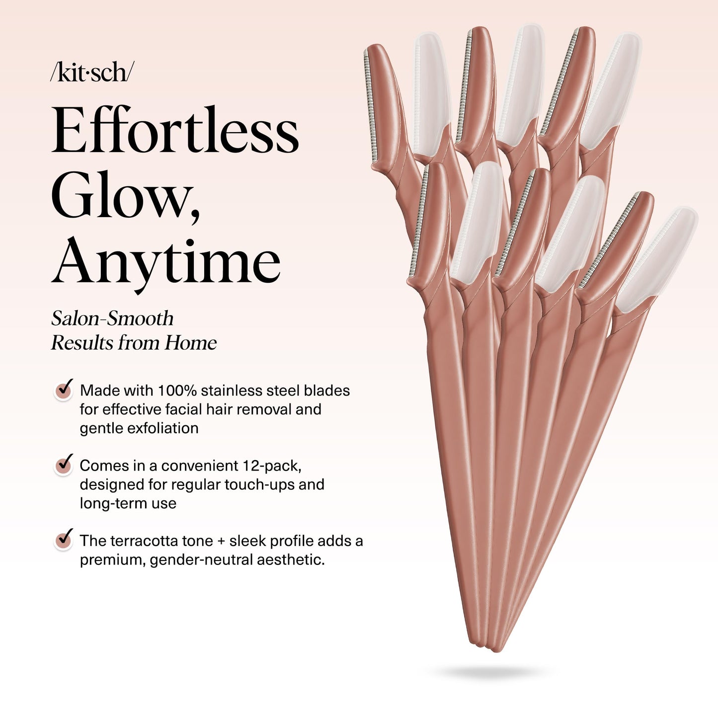 Kitsch Dermaplane Face Razors, 12 Count