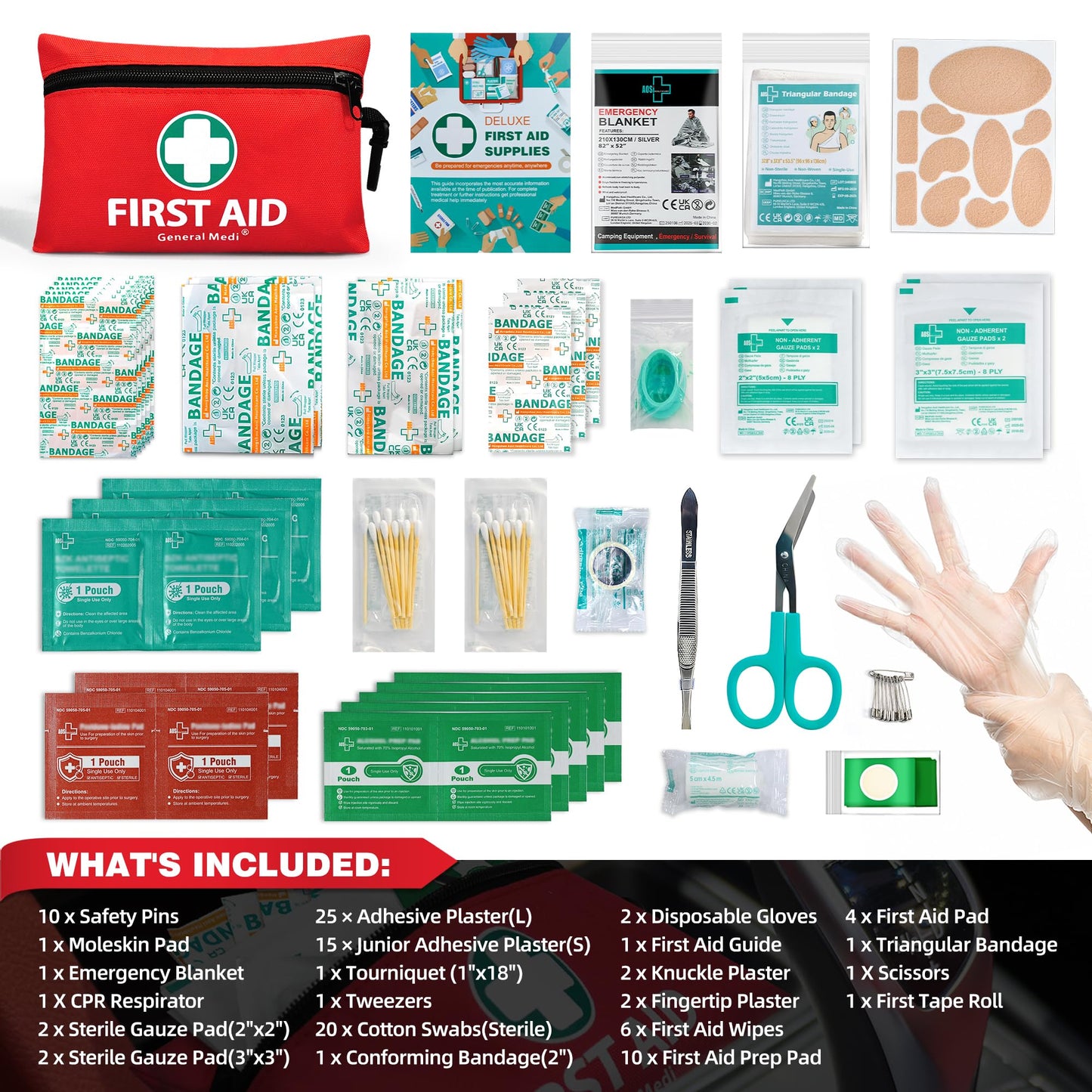 General Medi Mini 110-Piece First Aid Kit – Red