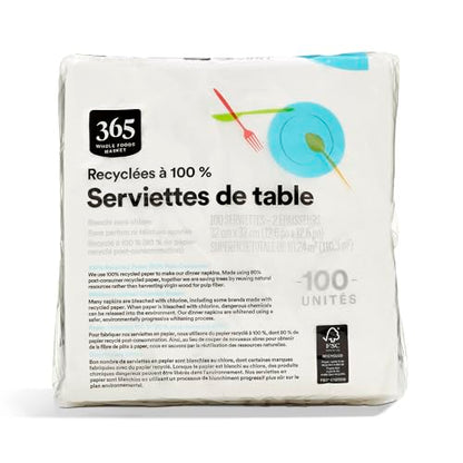 365 by Whole Foods Dinner Napkins 100 Count – 2-Ply