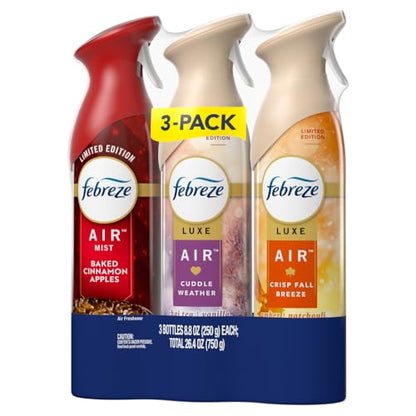 Air Freshener Spray Set, 8.8 oz, 3 Pack – Fall Breeze, Cuddle Weather, Cinnamon Apple