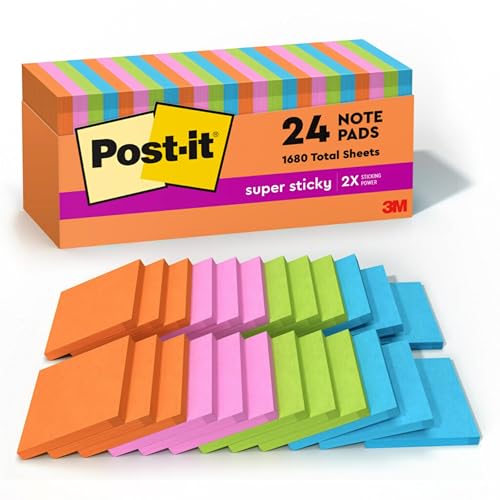 Post-it Super Sticky Notes – 24 Pads, 3x3