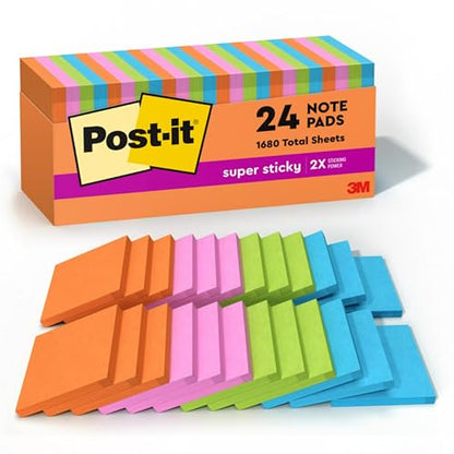 Post-it Super Sticky Notes – 24 Pads, 3x3