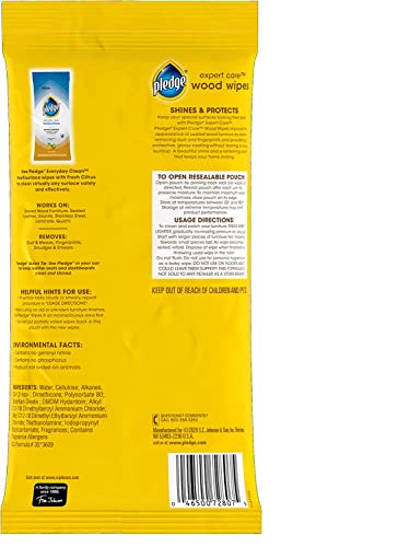 Wood Cleaning Wipes, 24 Count – Lemon Scent, Enhances Shine