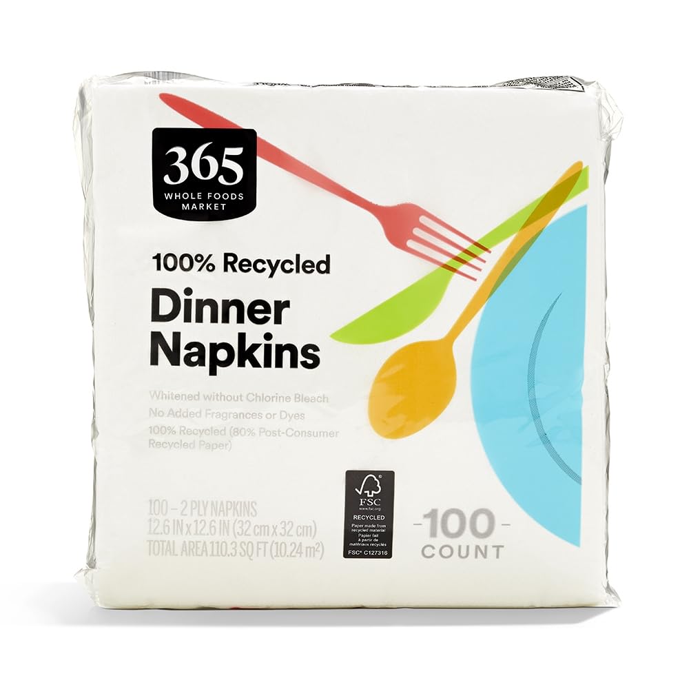 365 by Whole Foods Dinner Napkins 100 Count – 2-Ply