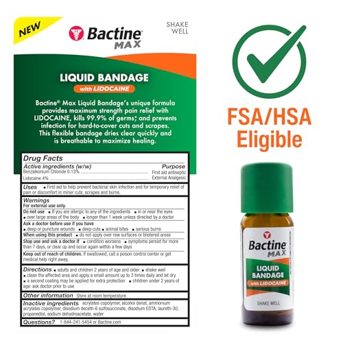 Bactine Max Antiseptic Pain Relief Spray with Lidocaine – 5 oz