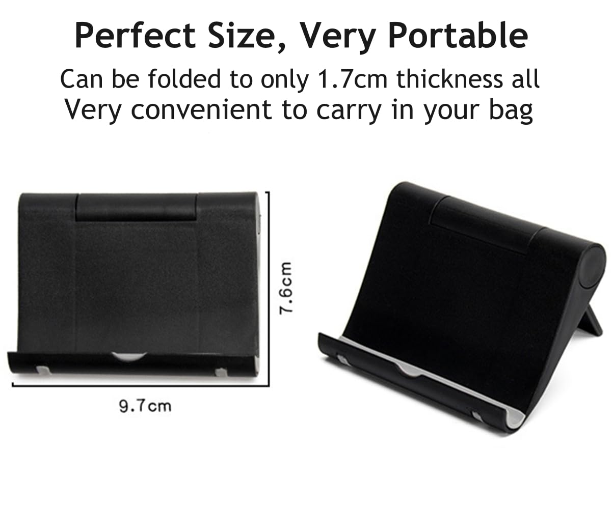 JUSDIQIR Foldable Phone & Tablet Stand for Desk – Black