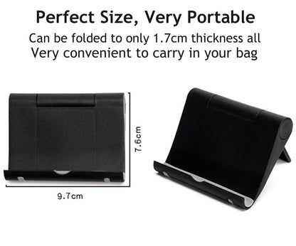 JUSDIQIR Foldable Phone & Tablet Stand for Desk – Black