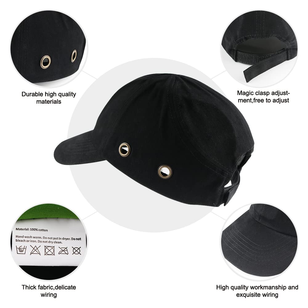 Lightweight Safety Bump Cap Hat for Men & Women – Black