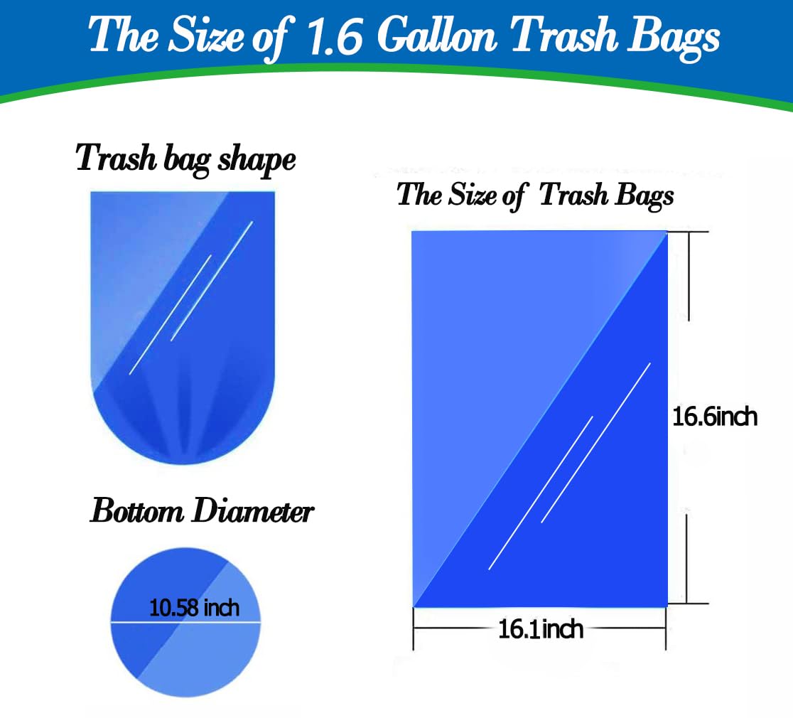 1.6 Gallon Small Clear Trash Bags, 120 Count – Strong Mini Bin Liners for Bathroom & Office