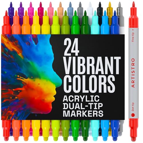 ARTISTRO 24 Acrylic Paint Markers Dual Tip