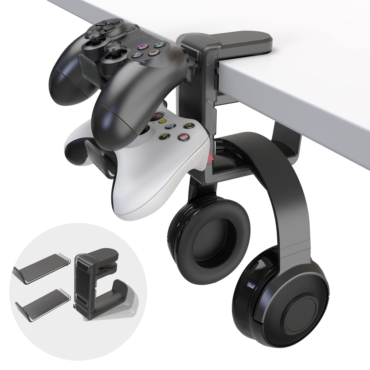 EURPMASK 3-in-1 Gaming Headset & Controller Holder Stand – Black