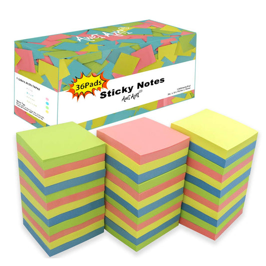 Sticky Notes 3x3 – 36 Pads, Assorted Colors