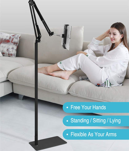 Adjustable Tablet Floor Stand with Metal Base – Universal Fit