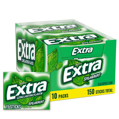 Extra Spearmint Sugar-Free Gum 10 Pack – 15 Count Each