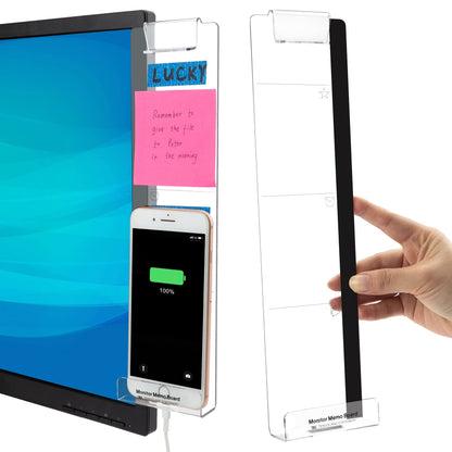 Computer Monitor Memo Board Set, Transparent Sticky Note Holder – 2 Pcs