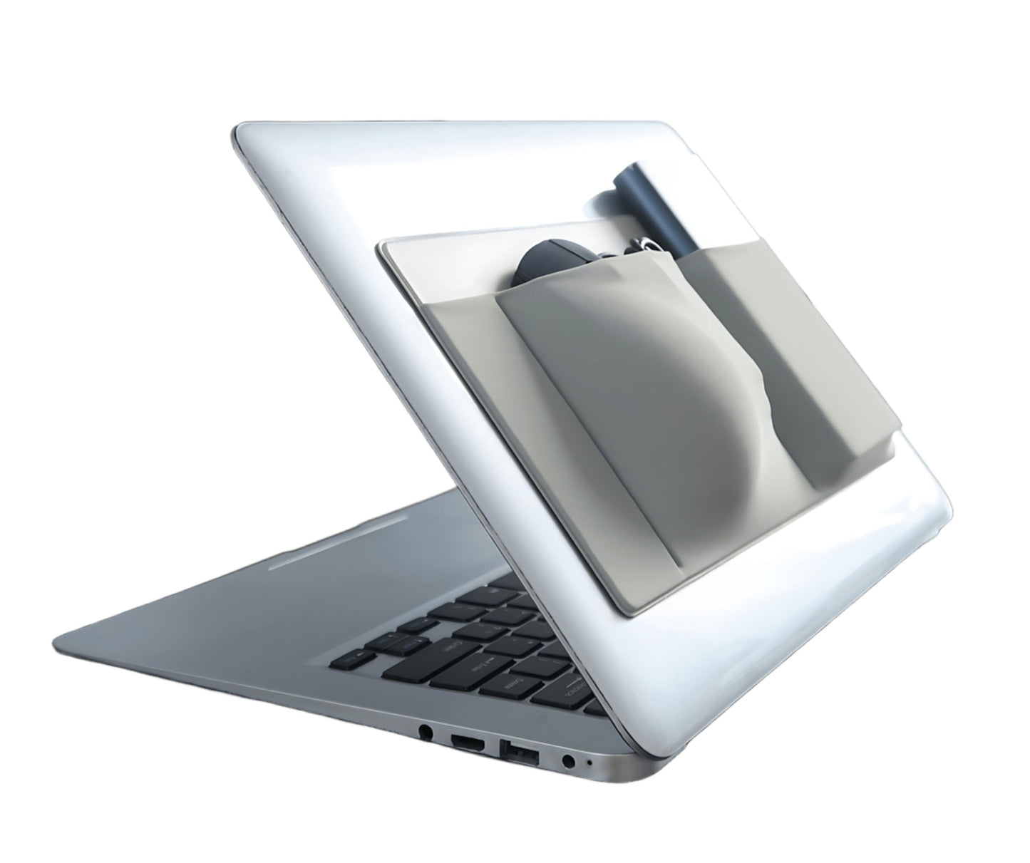 AMOZIFY 3-Pocket Laptop Organizer with Mouse Holder – Gray