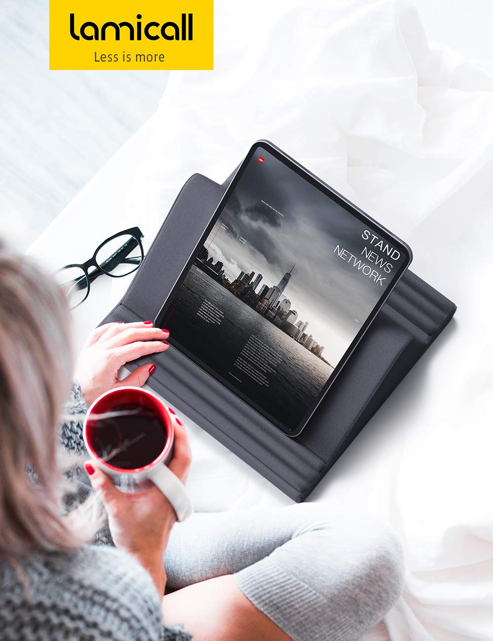 Lamicall Tablet Pillow Stand with 6 Angles for iPad & Tablets – Dark Gray