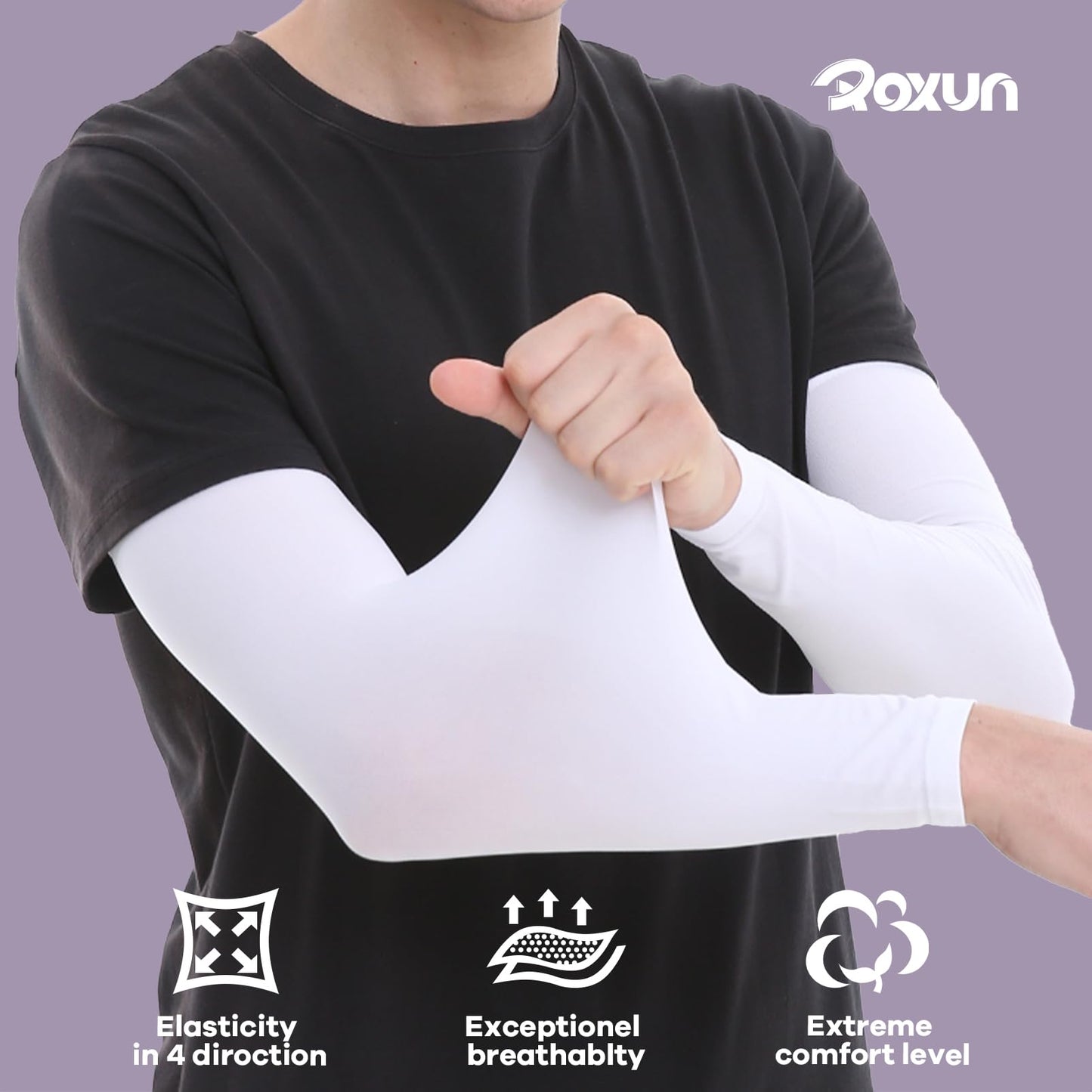 ROXUN Cooling Arm Sleeves – 4 Pairs (Black, Gray, White)
