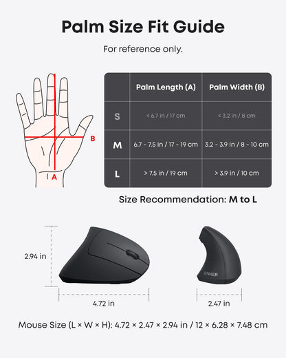 Anker 2.4G Wireless Vertical Ergonomic Optical Mouse – Black