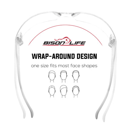 BISON LIFE Clear Safety Glasses – 12 Pack Box