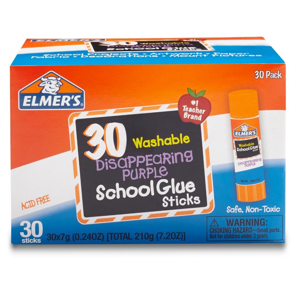 Elmer’s Disappearing Purple Glue Sticks – 30 Count