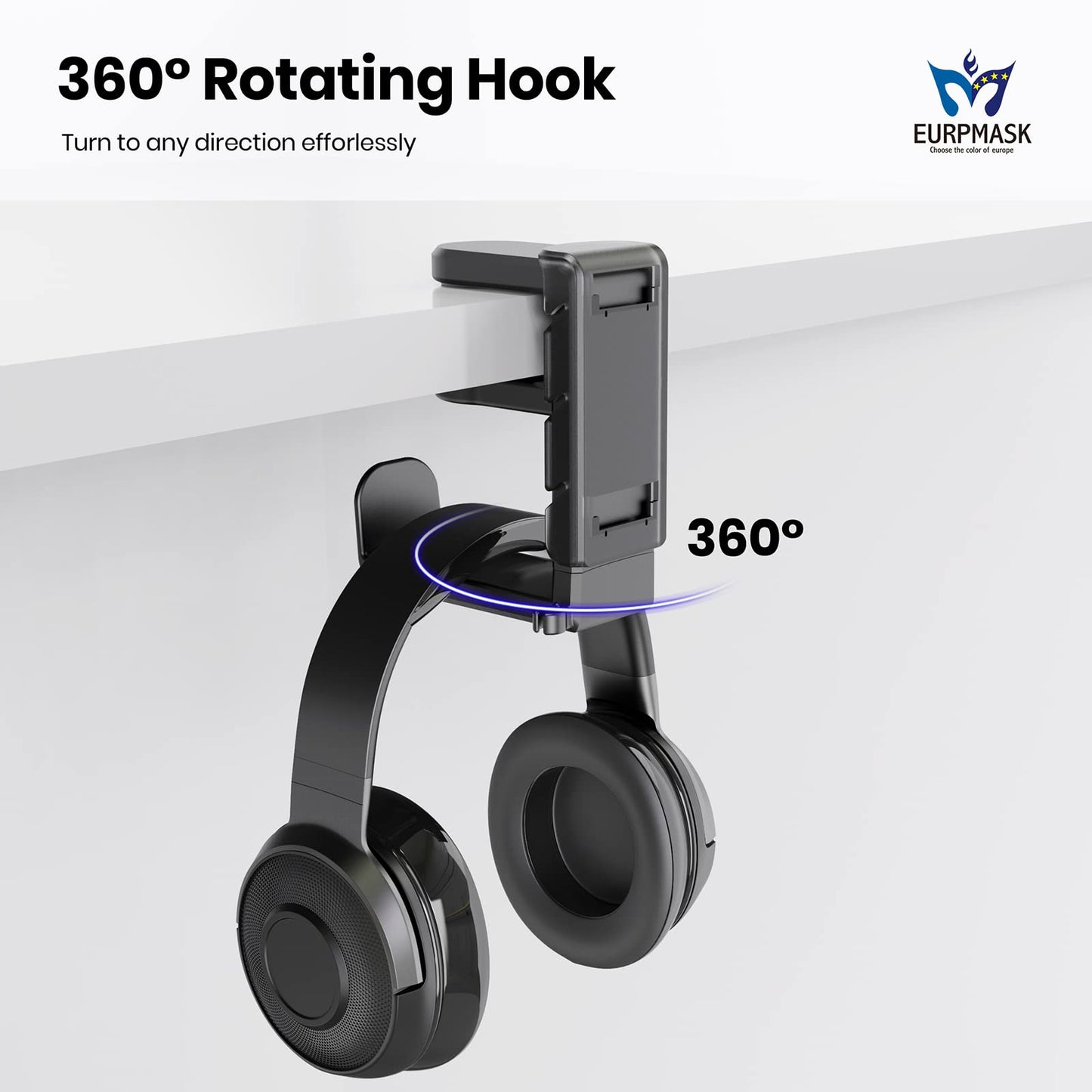 EURPMASK 3-in-1 Gaming Headset & Controller Holder Stand – Black