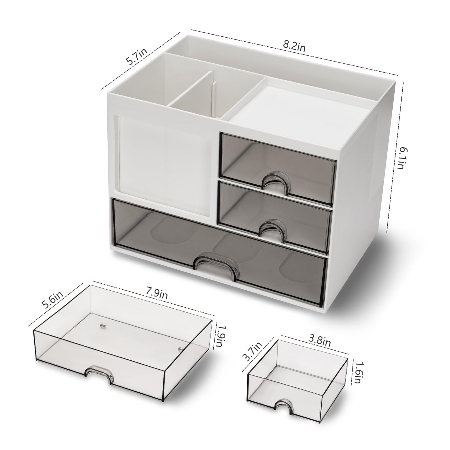 QIYVLOS Desk Organizer with 3 Drawers – White