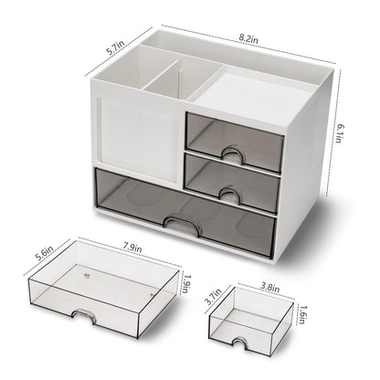 QIYVLOS Desk Organizer with 3 Drawers – White
