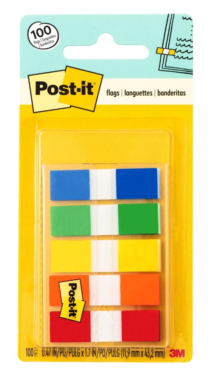 Post-it Flags Portable Dispenser – 100 Flags, Assorted Colors