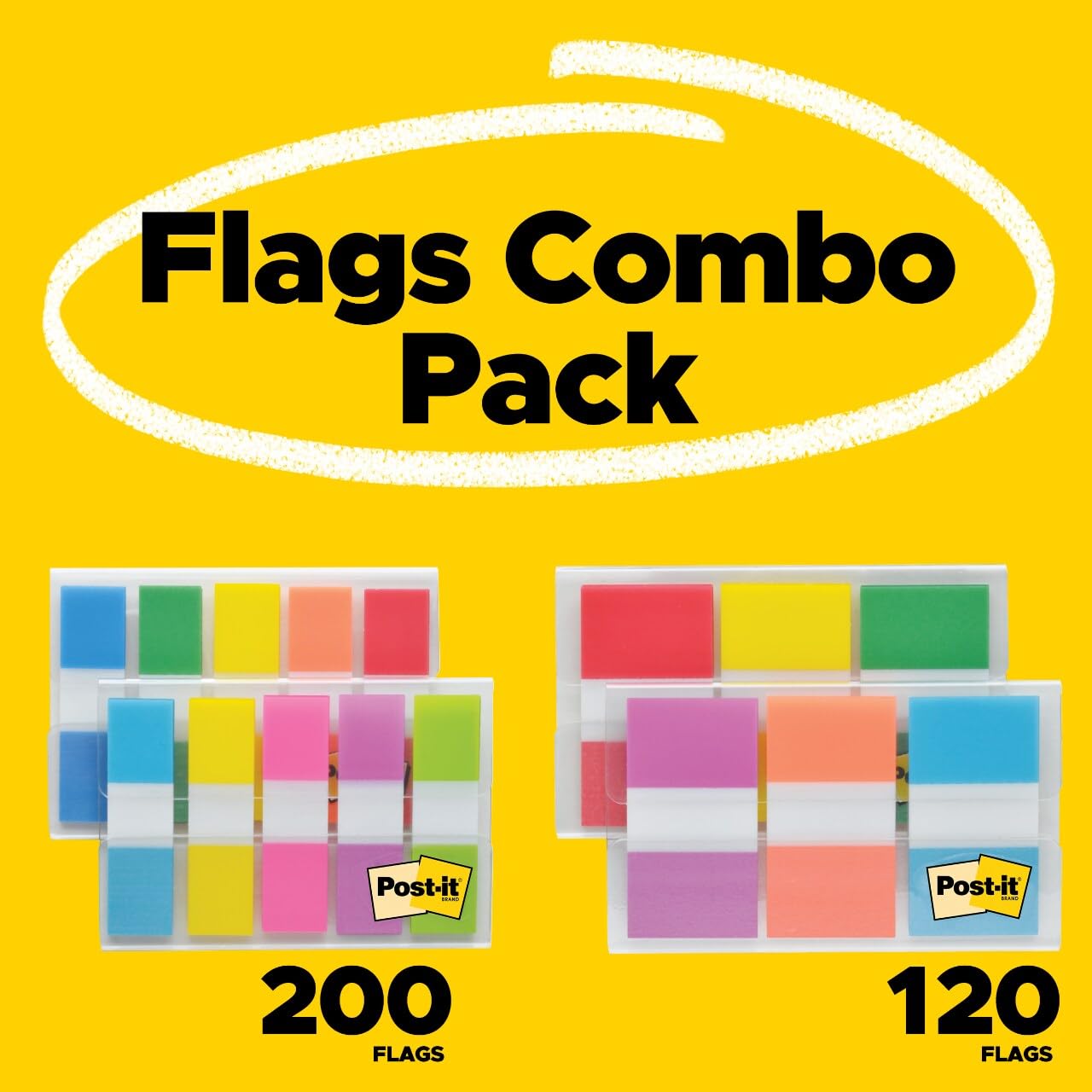 Post-it Flags Combo Pack – 320 Flags, Assorted Colors
