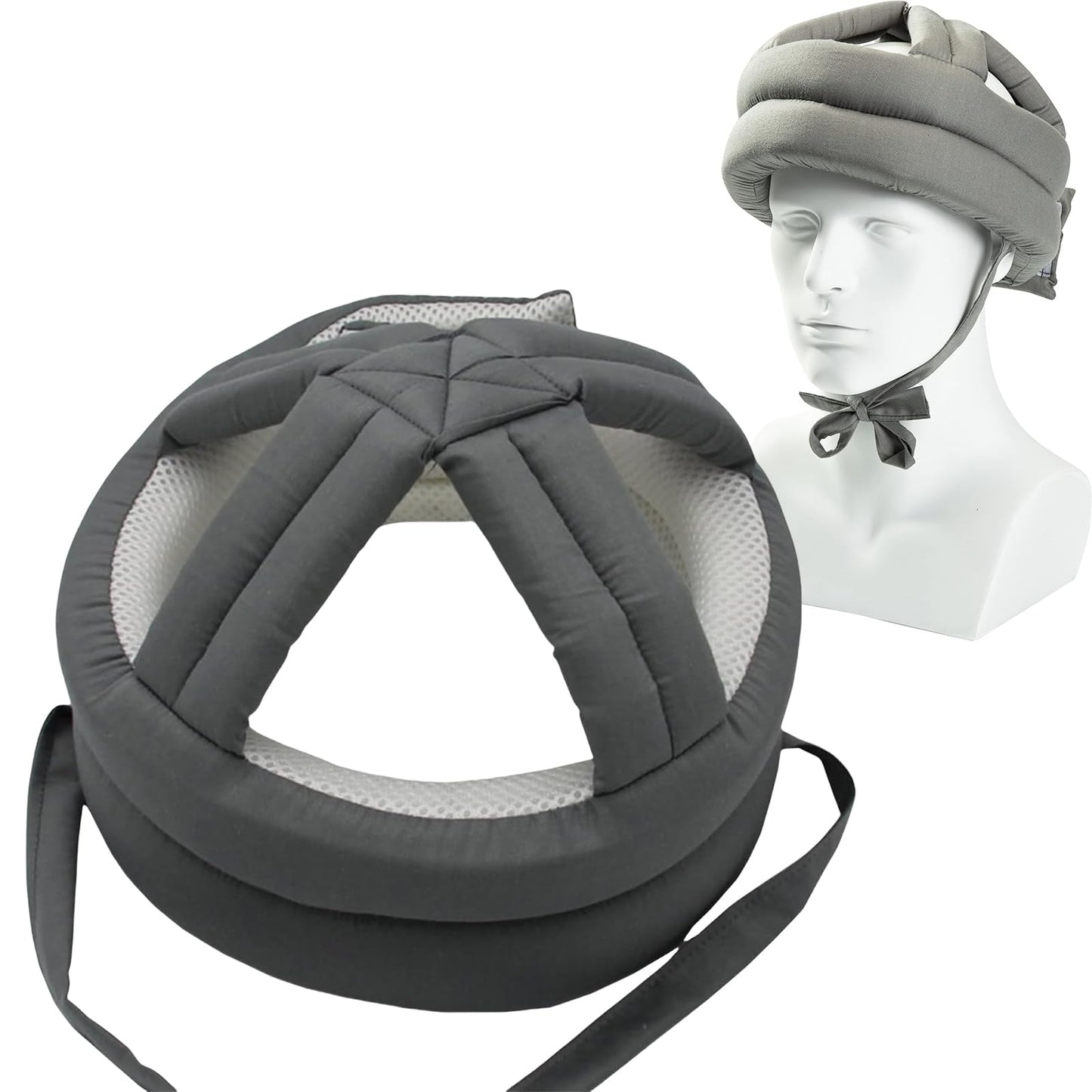 Adjustable Elderly Safety Helmet for Fall Protection – Gray Mesh