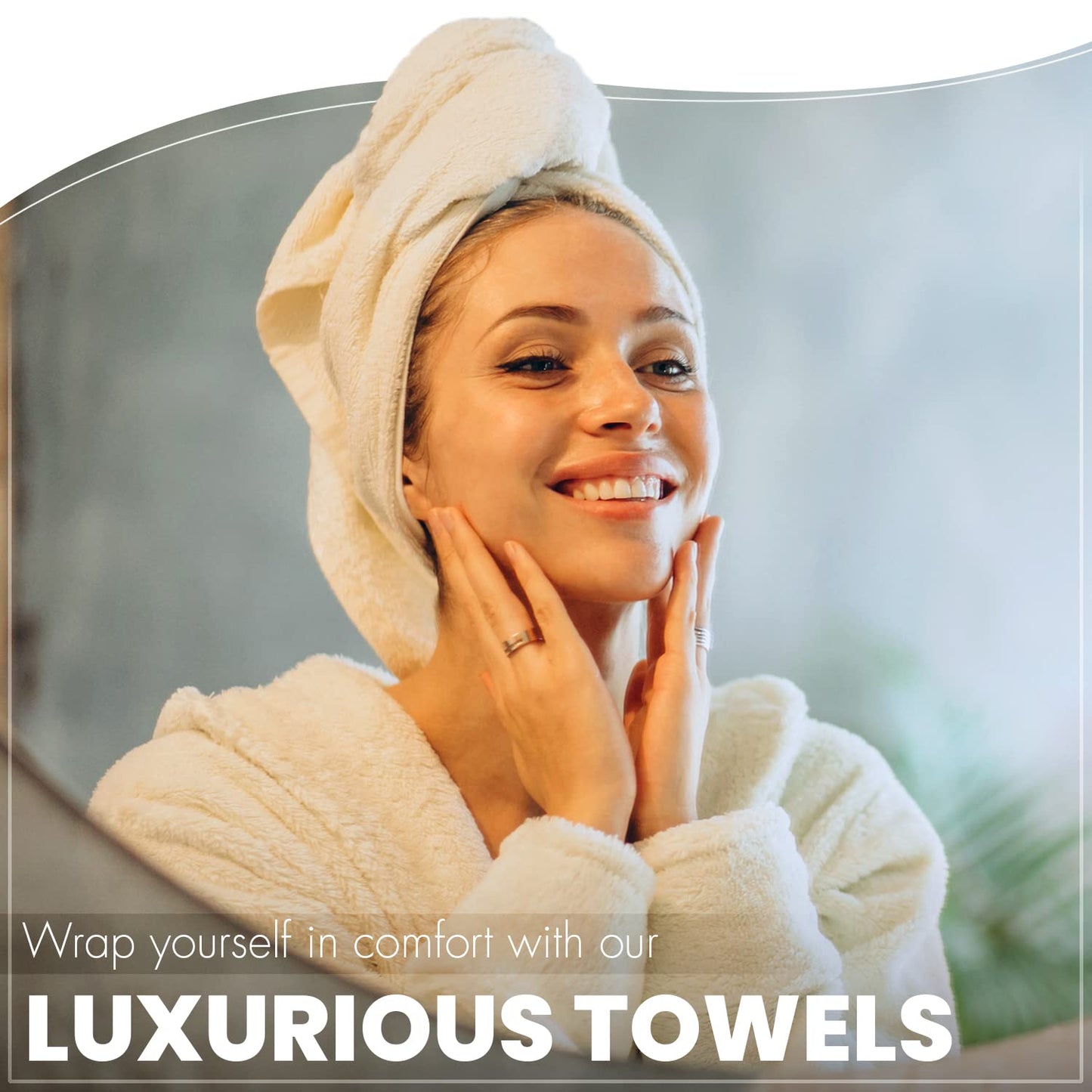 Cotton Bath Towels, 6 Pack – Lightweight & Absorbent, 27x54 Inches