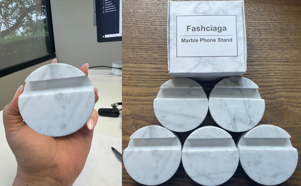 fashciaga Marble Phone Stand – Heavy Stone Holder for Desk