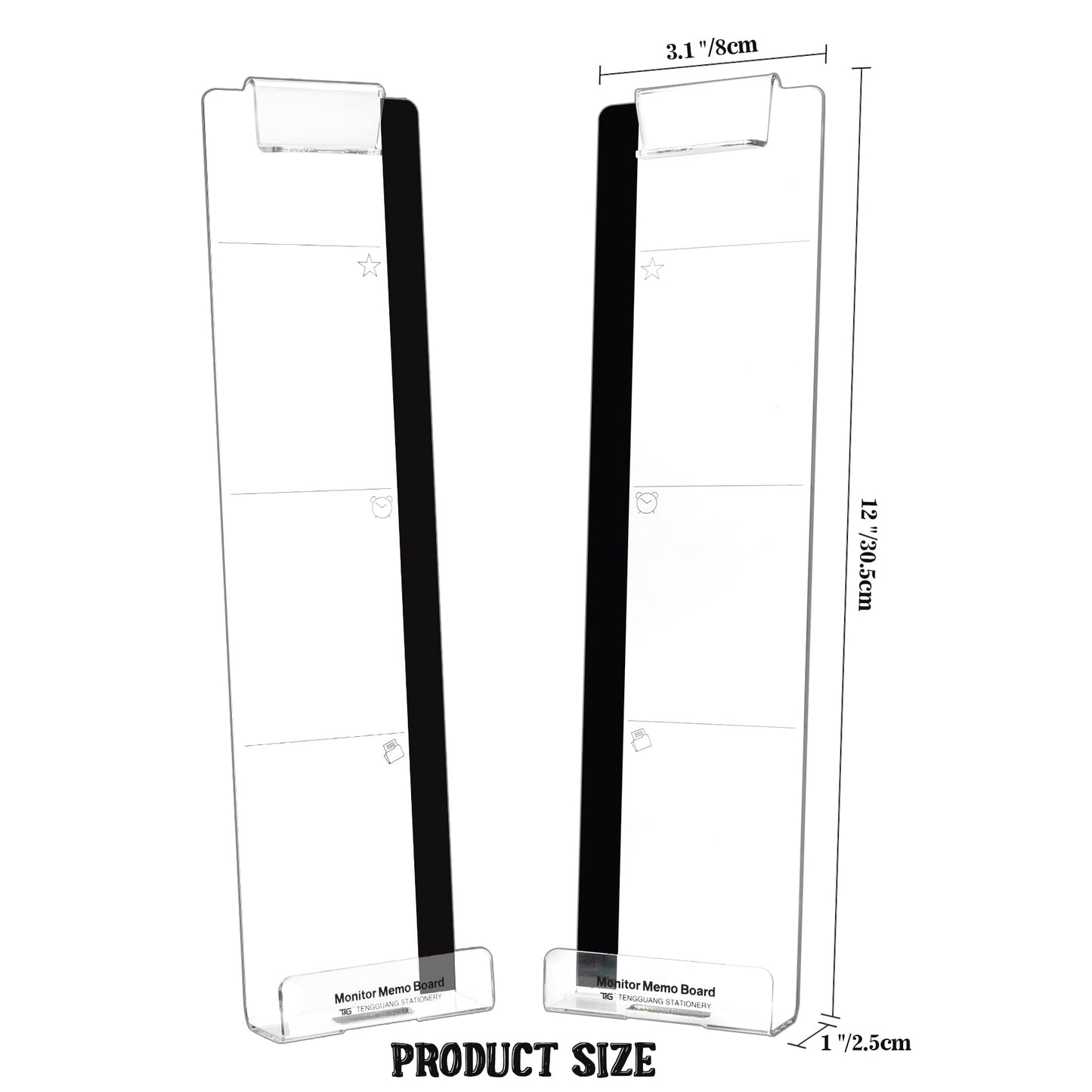 Computer Monitor Memo Board Set, Transparent Sticky Note Holder – 2 Pcs