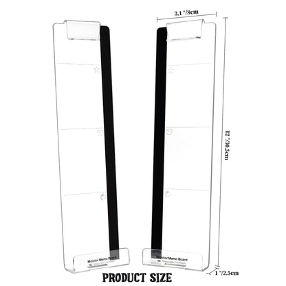 Computer Monitor Memo Board Set, Transparent Sticky Note Holder – 2 Pcs