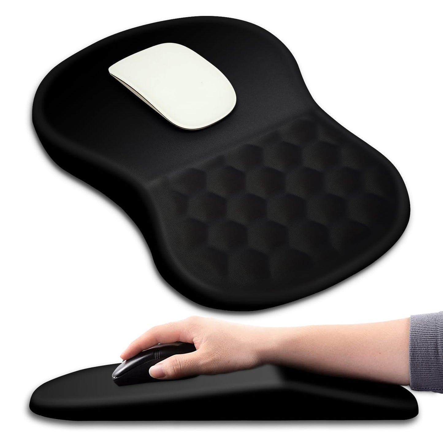 Hokafenle Mouse Pad with Wrist Support & Massage Design – Black
