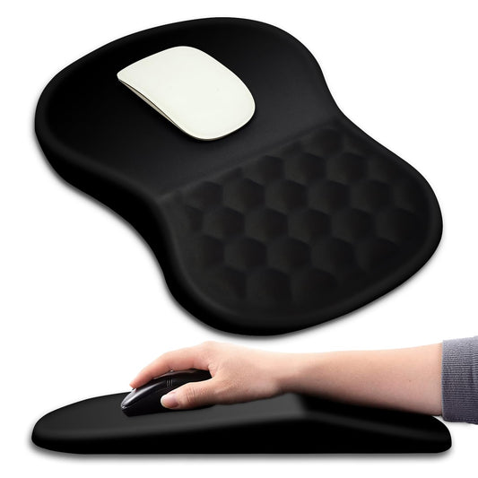 Hokafenle Mouse Pad with Wrist Support & Massage Design – Black